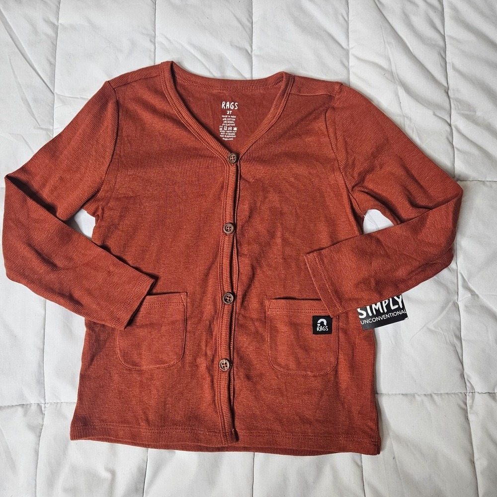 Rags Unisex Kid's Button Up Knit Long Sleeve Top Size 2T NEW
